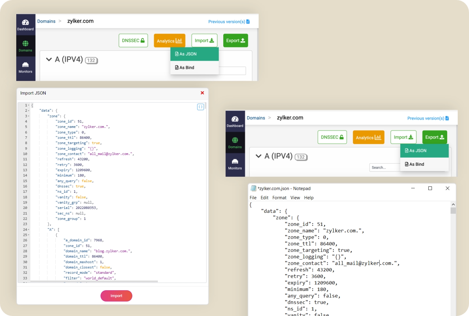 支持JSON/BIND导入和导出的DNS管理软件