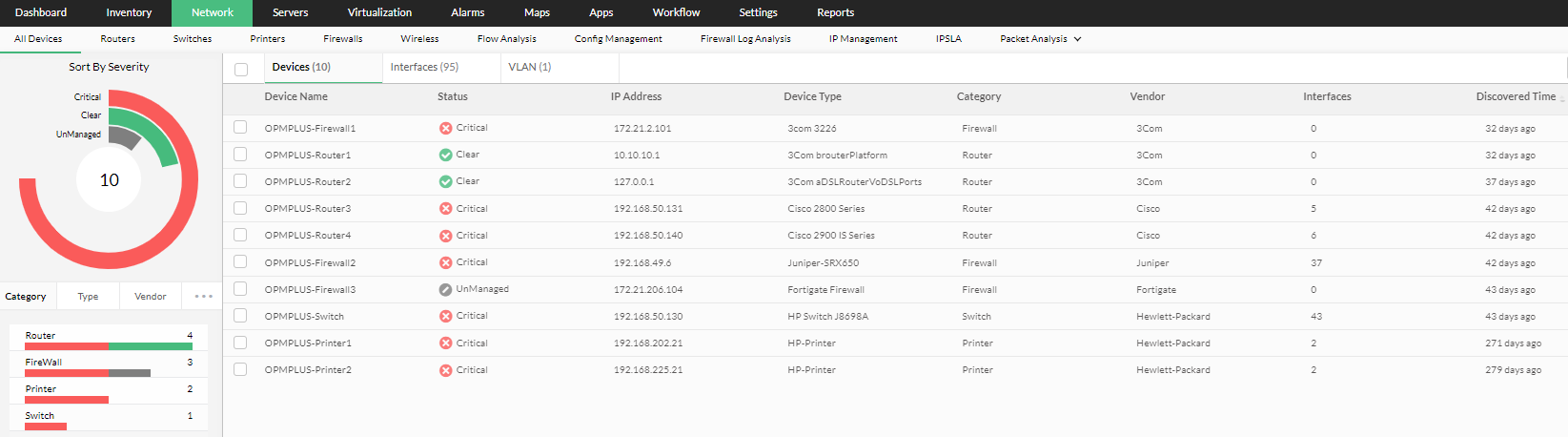 网络基础架构监控工具 - ManageEngine OpManager Plus