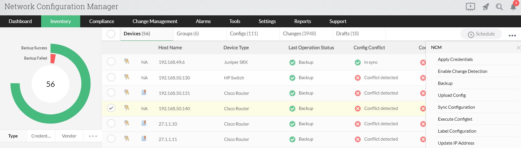 网络配置备份软件 - ManageEngine Network Configuration Manager