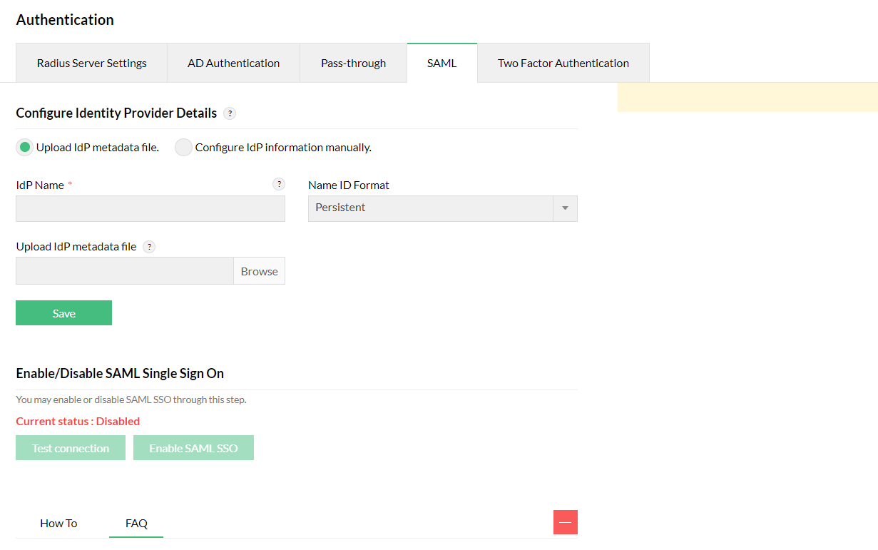 SAML authentication in OpManager