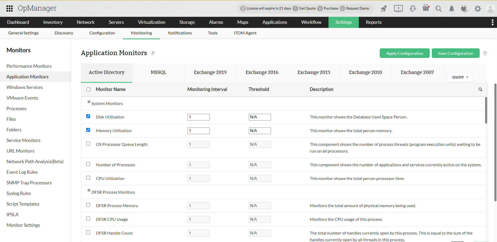 Active directory monitoring in OpManager