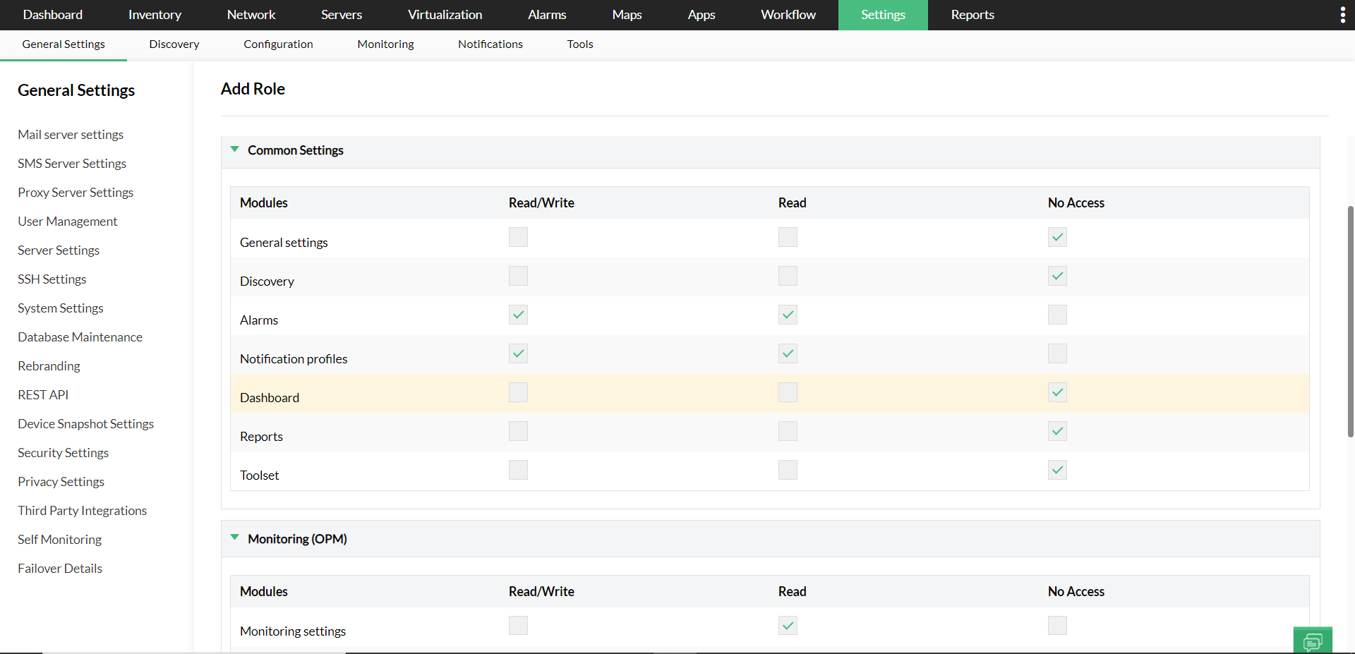 Custom User Roles - ManageEngine OpManager