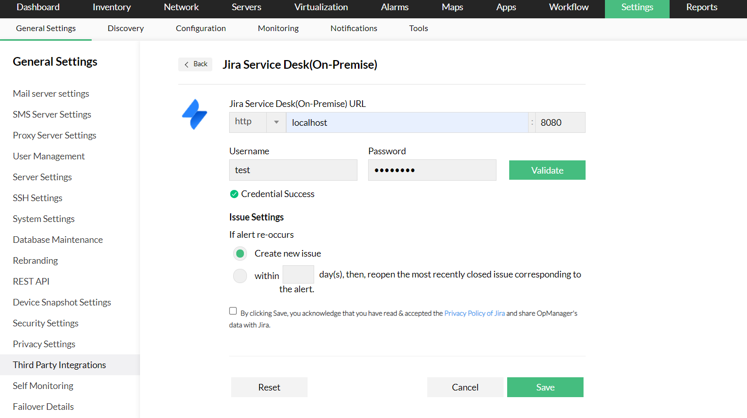 Integrating OpManager with Jira