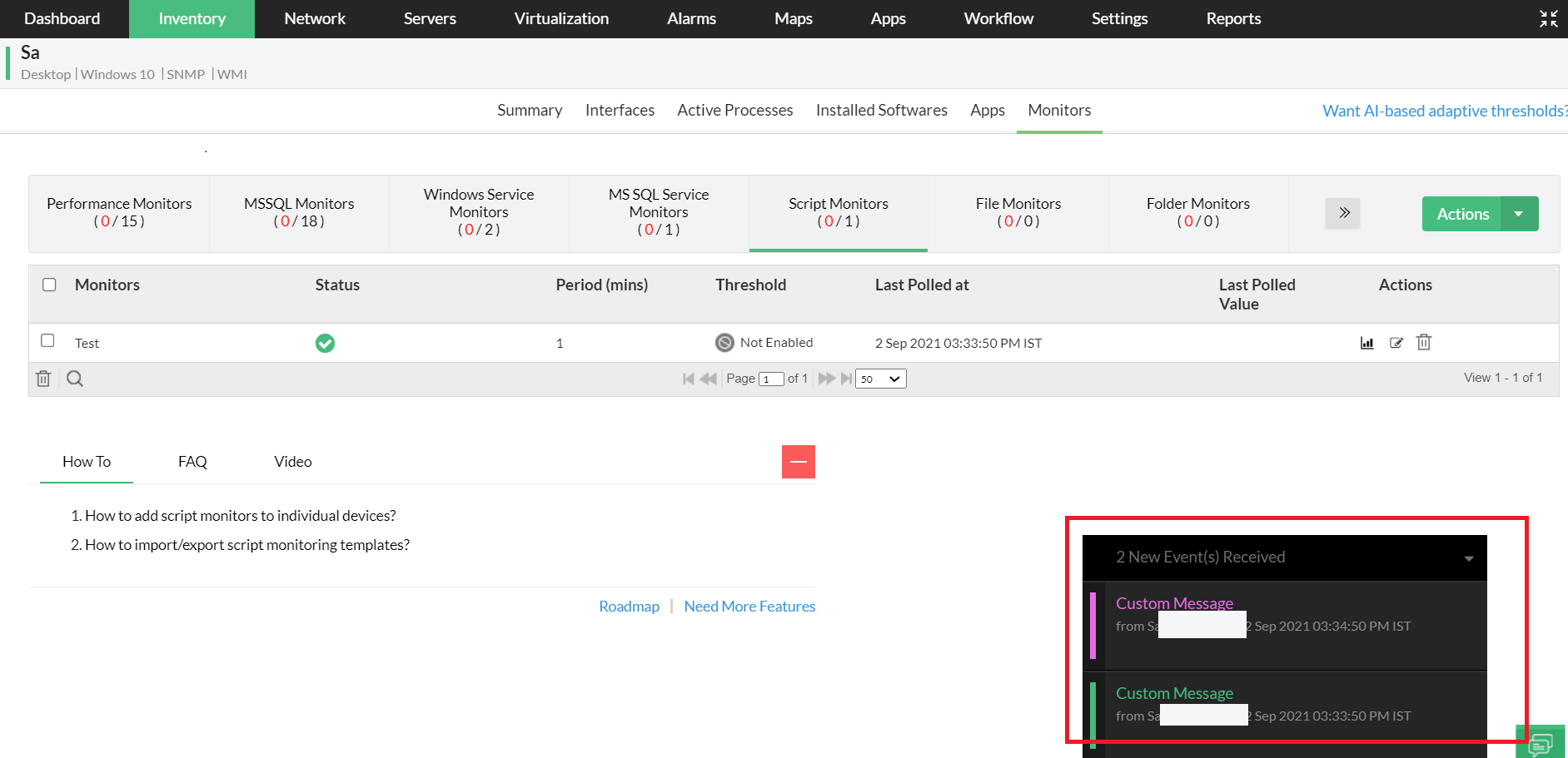 Script monitoring