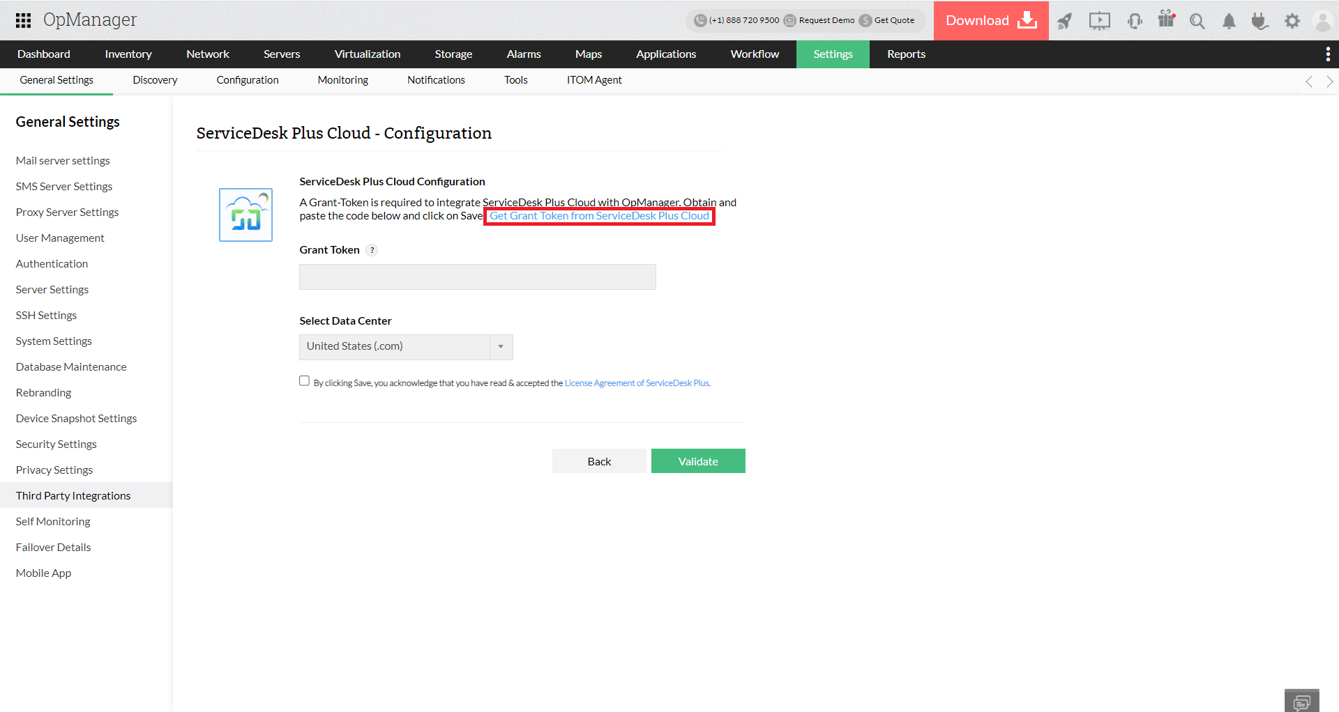 Integrating OpManager with ServiceDesk Plus Cloud