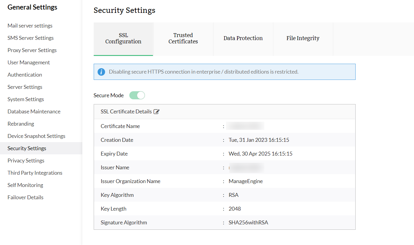 OpManager SSL option enabled