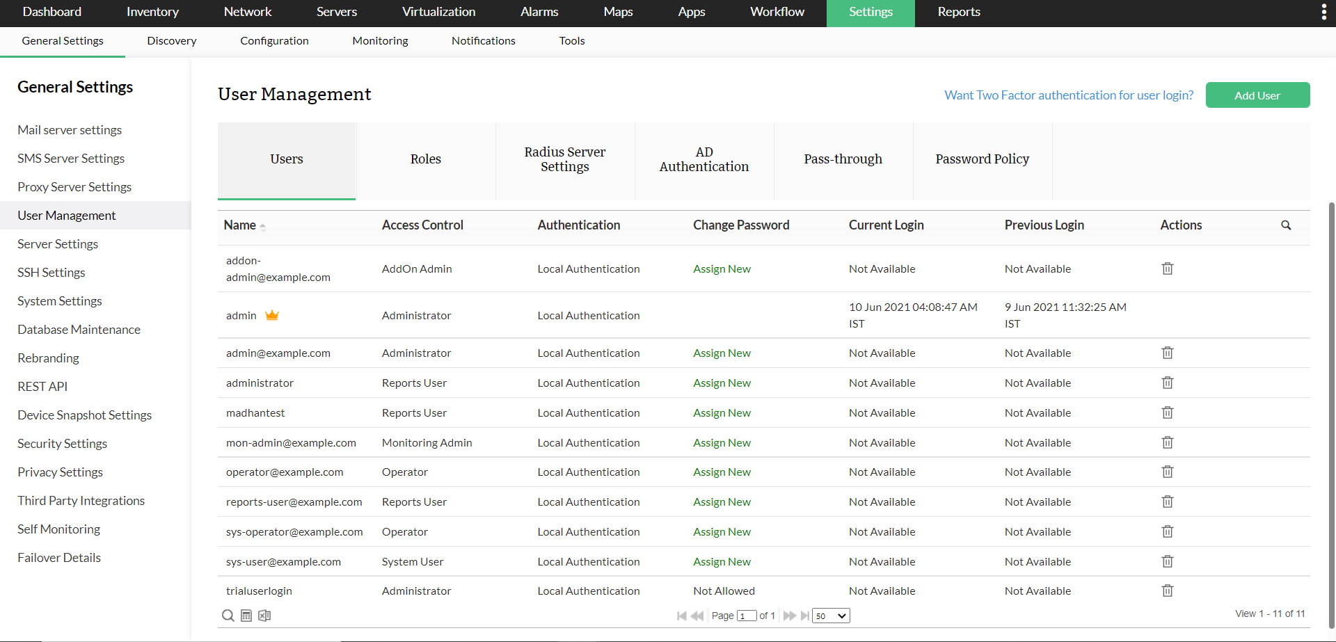 Creating users in OpManager