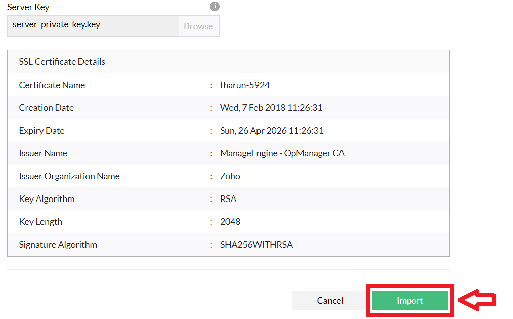 Verify and choose Import